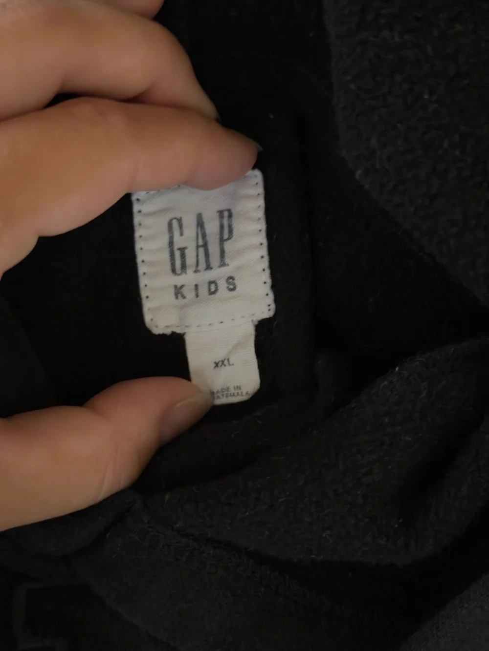 GAP KIDS Black Crewneck Hoodie with Raised Logo